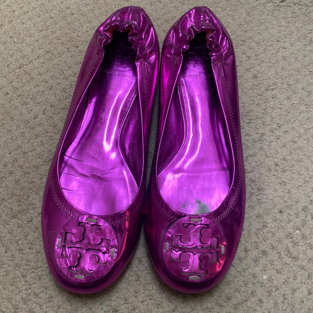 Rare Tory Burch Metallic Pink Reva Sz 8